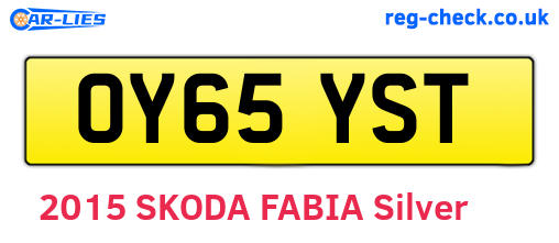 OY65YST are the vehicle registration plates.