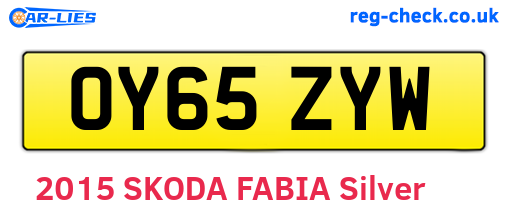 OY65ZYW are the vehicle registration plates.