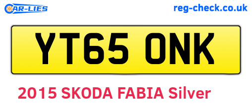 YT65ONK are the vehicle registration plates.