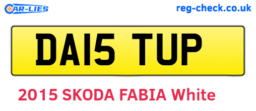 DA15TUP are the vehicle registration plates.
