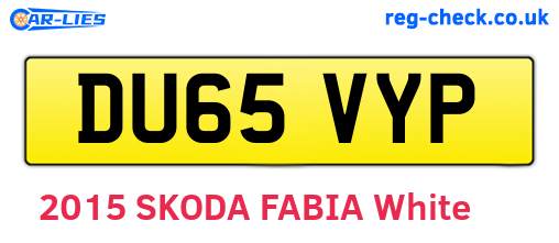 DU65VYP are the vehicle registration plates.