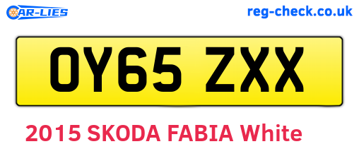 OY65ZXX are the vehicle registration plates.