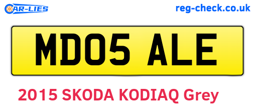 MD05ALE are the vehicle registration plates.