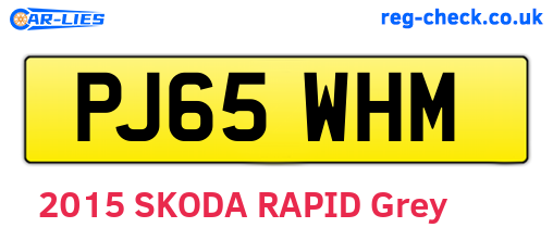 PJ65WHM are the vehicle registration plates.