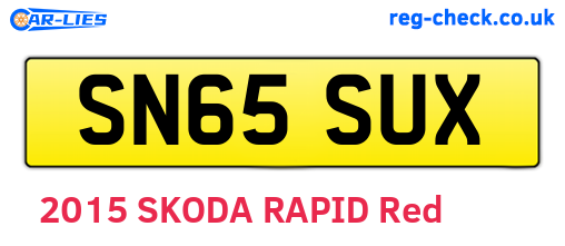 SN65SUX are the vehicle registration plates.