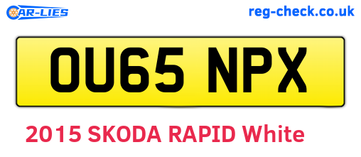 OU65NPX are the vehicle registration plates.