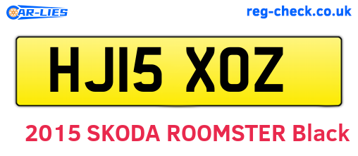 HJ15XOZ are the vehicle registration plates.