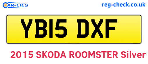 YB15DXF are the vehicle registration plates.