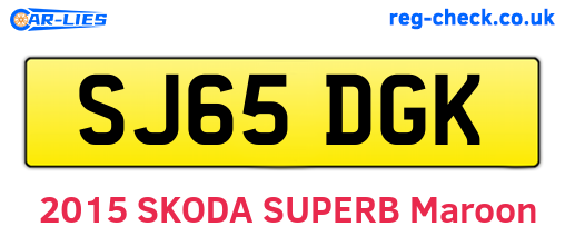 SJ65DGK are the vehicle registration plates.