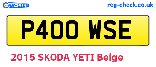 P400WSE are the vehicle registration plates.