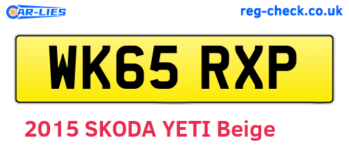 WK65RXP are the vehicle registration plates.