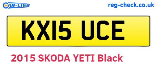 KX15UCE are the vehicle registration plates.