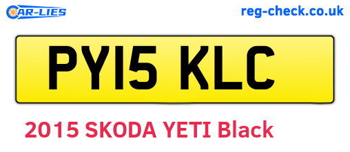 PY15KLC are the vehicle registration plates.