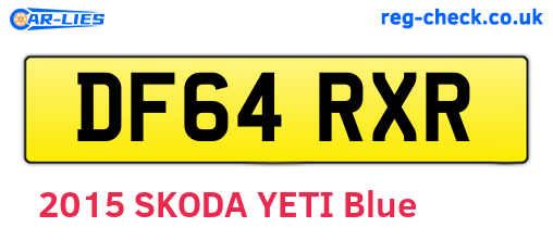 DF64RXR are the vehicle registration plates.
