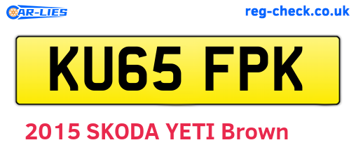 KU65FPK are the vehicle registration plates.