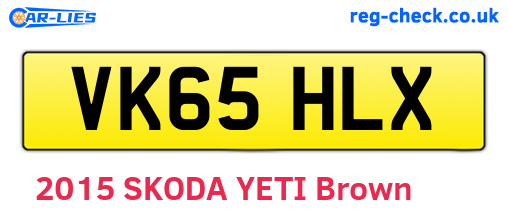 VK65HLX are the vehicle registration plates.