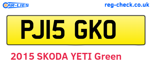 PJ15GKO are the vehicle registration plates.