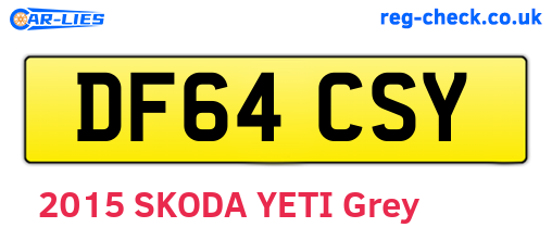 DF64CSY are the vehicle registration plates.