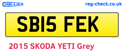 SB15FEK are the vehicle registration plates.