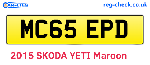 MC65EPD are the vehicle registration plates.