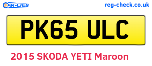 PK65ULC are the vehicle registration plates.