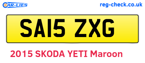 SA15ZXG are the vehicle registration plates.