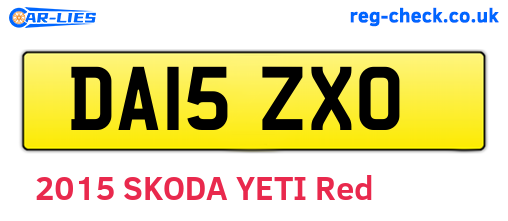 DA15ZXO are the vehicle registration plates.