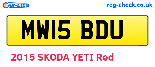 MW15BDU are the vehicle registration plates.