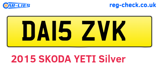 DA15ZVK are the vehicle registration plates.