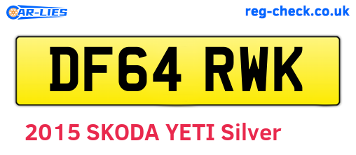 DF64RWK are the vehicle registration plates.