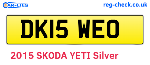 DK15WEO are the vehicle registration plates.