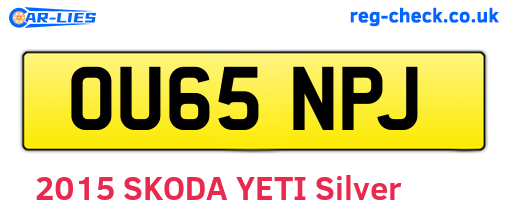 OU65NPJ are the vehicle registration plates.