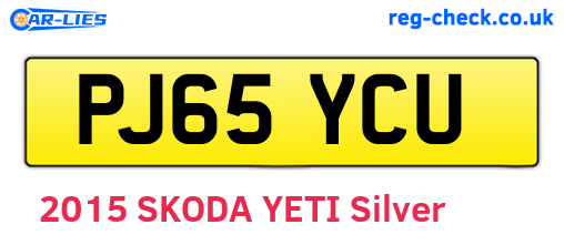 PJ65YCU are the vehicle registration plates.