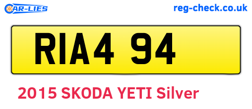 RIA494 are the vehicle registration plates.