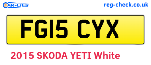 FG15CYX are the vehicle registration plates.