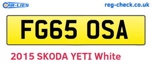 FG65OSA are the vehicle registration plates.