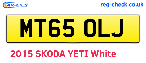 MT65OLJ are the vehicle registration plates.