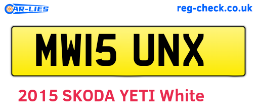MW15UNX are the vehicle registration plates.