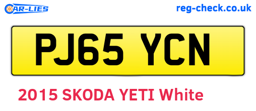 PJ65YCN are the vehicle registration plates.