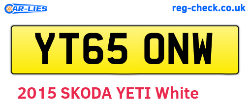 YT65ONW are the vehicle registration plates.
