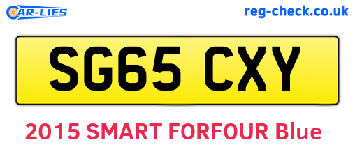 SG65CXY are the vehicle registration plates.