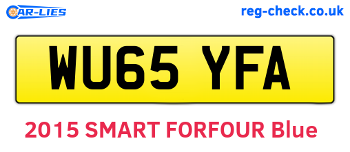 WU65YFA are the vehicle registration plates.