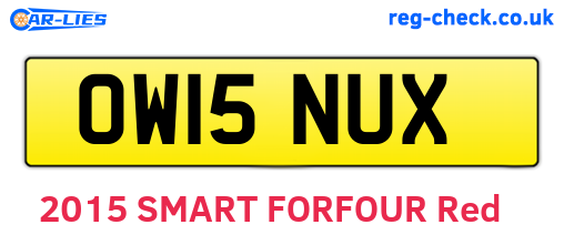 OW15NUX are the vehicle registration plates.
