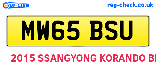 MW65BSU are the vehicle registration plates.