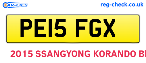 PE15FGX are the vehicle registration plates.