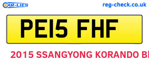 PE15FHF are the vehicle registration plates.