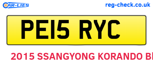 PE15RYC are the vehicle registration plates.