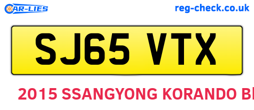 SJ65VTX are the vehicle registration plates.
