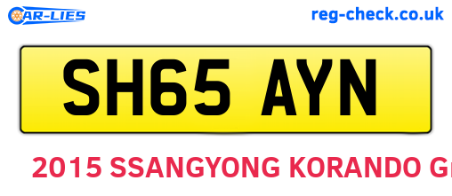 SH65AYN are the vehicle registration plates.