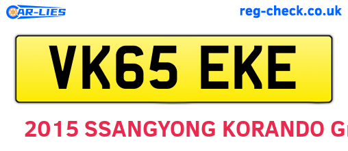 VK65EKE are the vehicle registration plates.